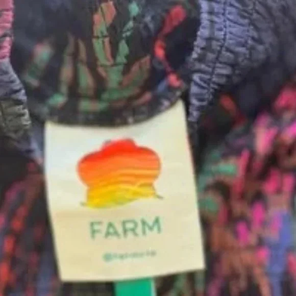 Farm Rio Frutis Dream Print Long Sleeve Black Smocked Mini Dress. SZ S - Picture 6 of 6